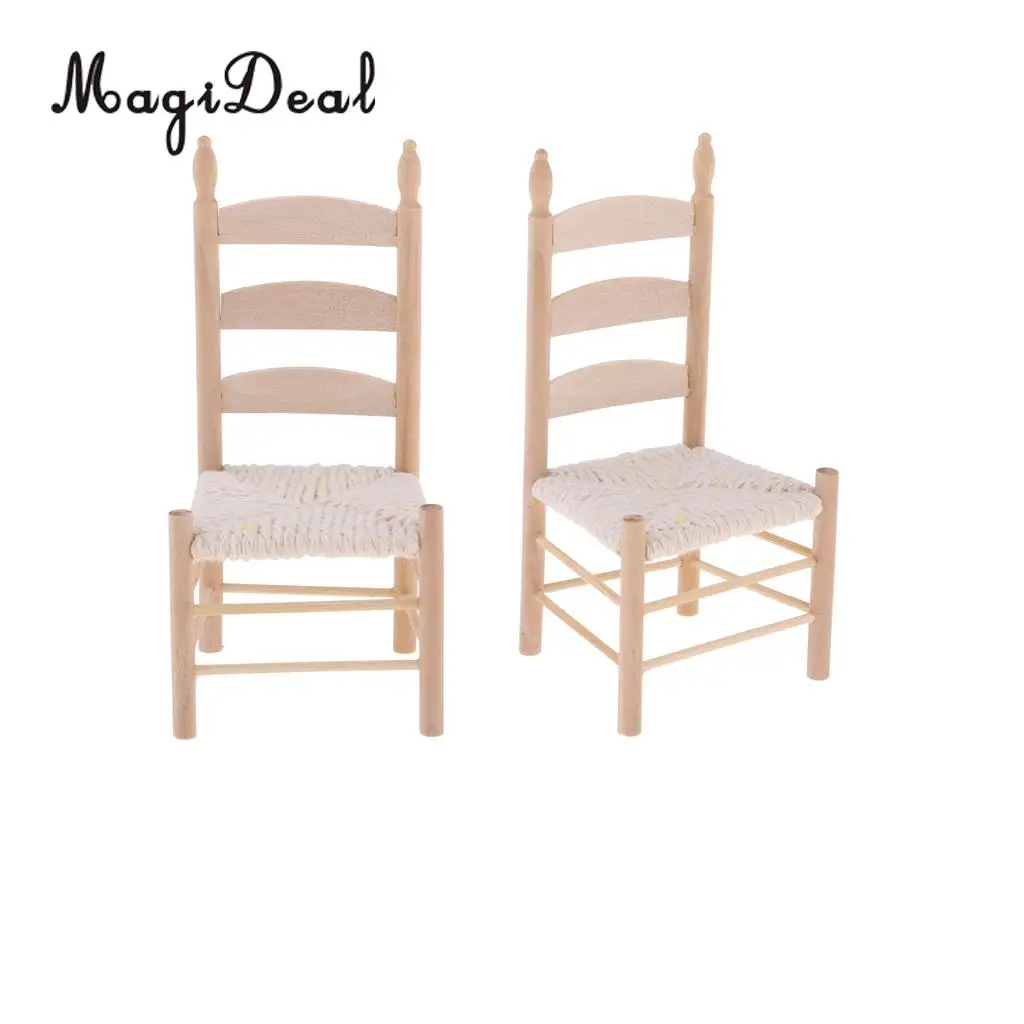 2pcs Mini Dining Table Chair Model for 1:12 Scale Dollhouse Miniature Living Room Furniture
