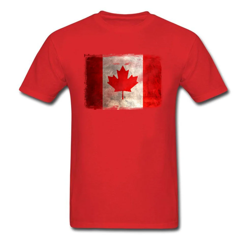 Distressed vintage Canada Flag Short Sleeve Tops Shirt Round Neck 100% Cotton Male T-Shirt Customized Sweatshirts Graphic Distressed vintage Canada Flag red