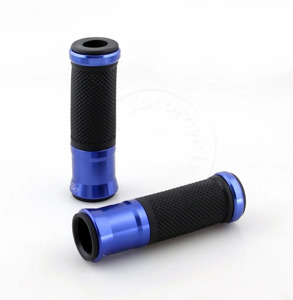 7/8 Motorcycle Handlebar Grip Bar End Aluminum PVC for Honda Suzuki Yamaha Kawasaki Ducati Blue