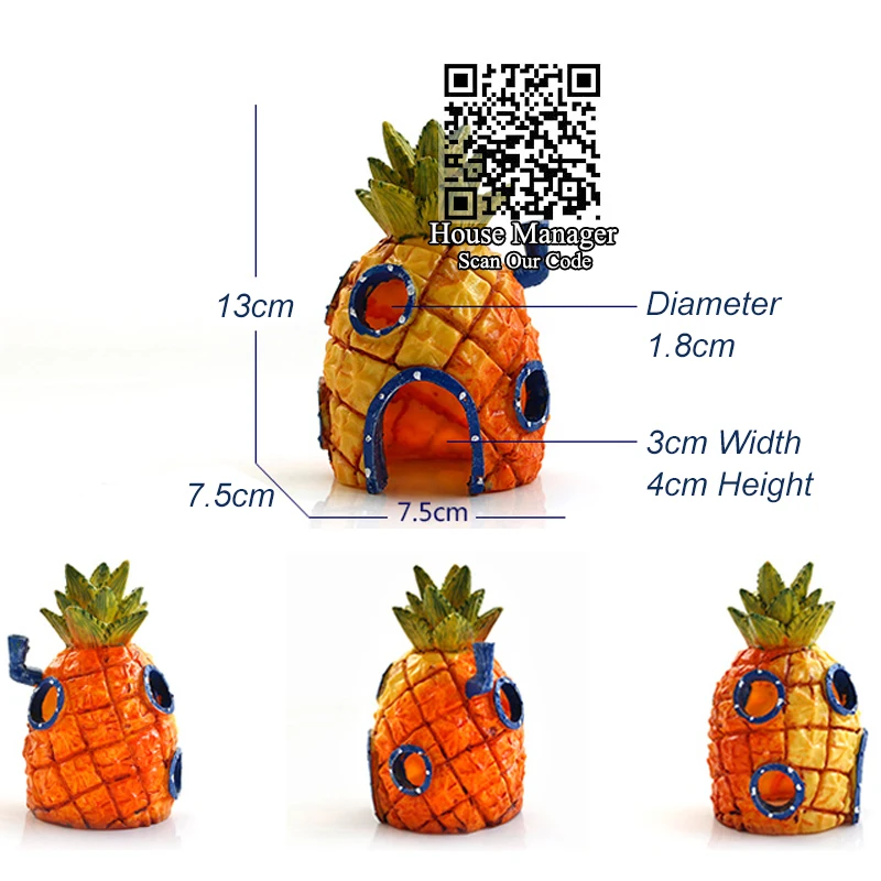 Супер 3 стиля аквариума украшения мультфильм дом для аквариума, дом в форме ананаса/Красти краб/осьминогов Пасхальный остров голова дома