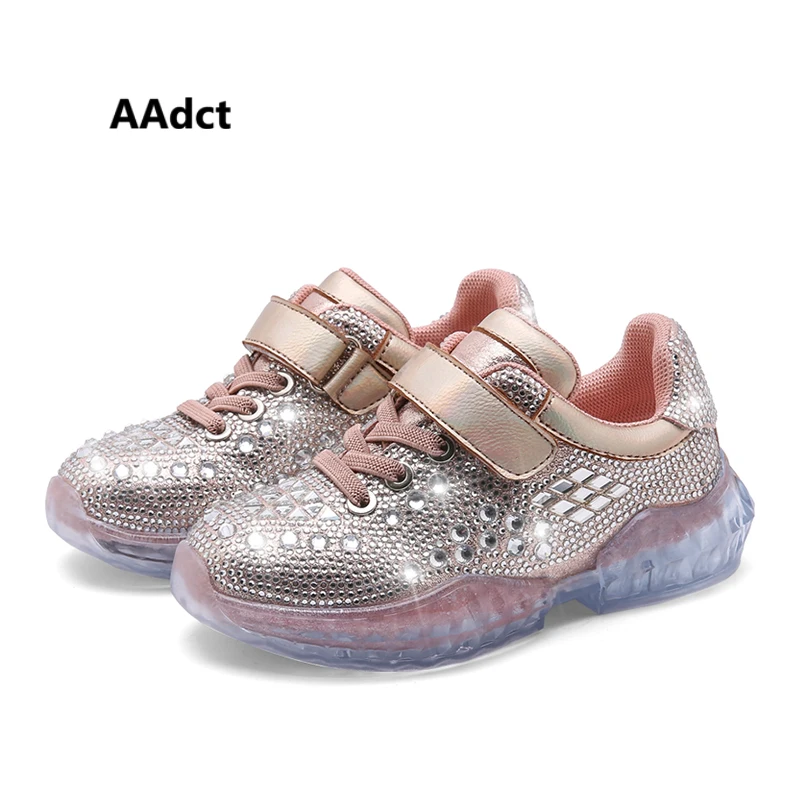 

AAdct 2019 Rhinestone girls shoes transparent running children casual shoes sneakers Brand little kids shoes for girls princess