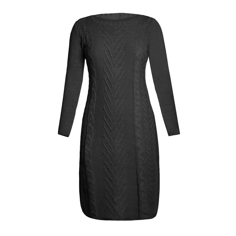 ADEWEL 2018 Spring Women Long Sleeve Bodycon Sweater Dress Casual Hand Knitted Midi Dress Elegant Inner Wear Womens Dresses (10)