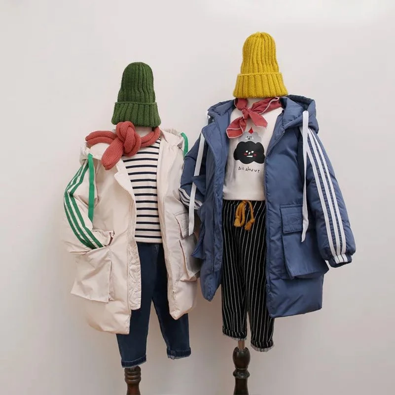 

Korean Winter Long Down Jacket Kids Boys 2018 Hood Jacket Children Girl Snow Outwear Children Duck Plush Children Christmas Coat