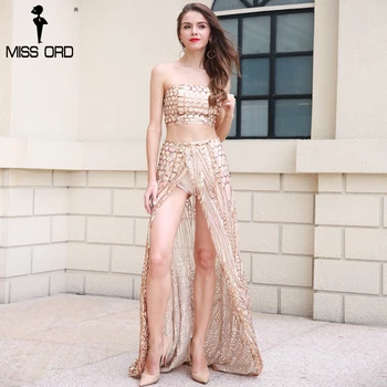

Missord 2020 Sexy off the shoulder BRA two-pcs high split maxi dress FT8291-1