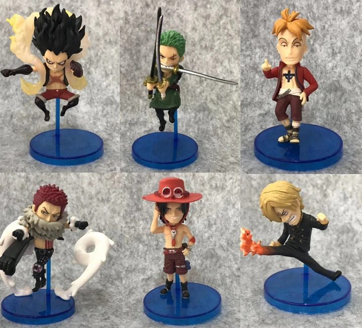 7-11cm 6pcs/lot one piece 7th generation Sanji/Roronoa Zoro/Luffy action figure Q version collectible model toys for boys | Игрушки и