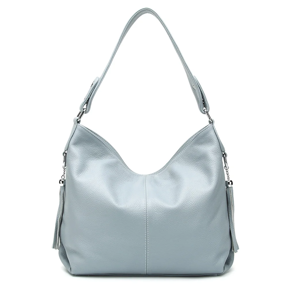 couro genuíno moda feminina mensageiro bolsa borlas