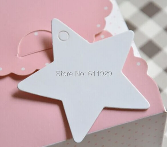 

Free shipping wholesales blank white pentagram paper hang tags 5.7x5.6cm/DIY gift decorated card/printed tag 300 pcs a lot