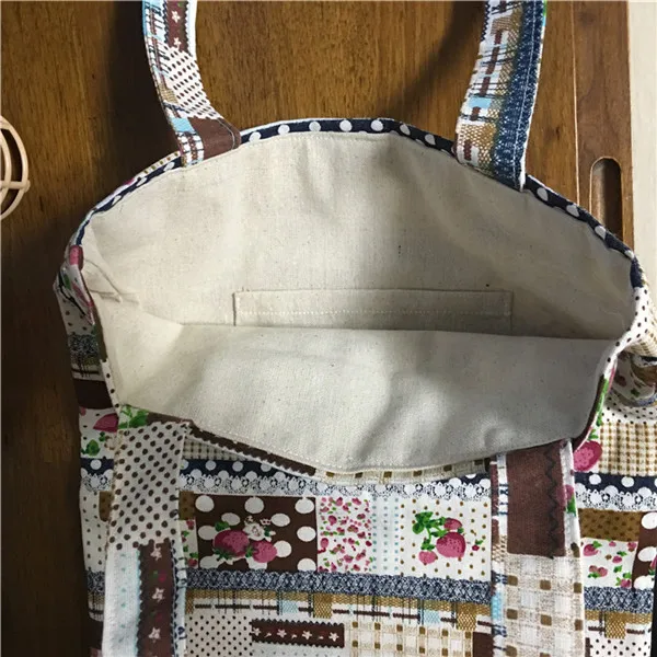YILE хлопок лен хозяйственная сумка через плечо сумка для переноски эко многоразовая сумка печатная квадратная клубника 170213-3 - Цвет: 2 layer with lining