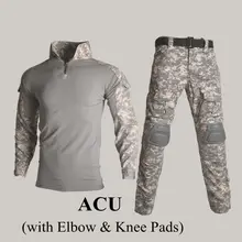 Тактические боевые костюмы военная форма дышащая страйкбол стрельба одежда охота одежда рубашки+ брюки налокотники наколенники