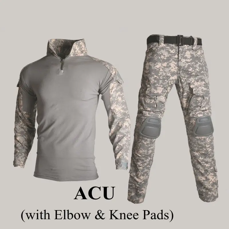 Tactical Combat Suits Military Uniform Breathable Airsoft Shooting Clothing Hunting Clothes Shirts+pants Elbow Knee Pads Tactical Combat Suits Military Uniform Breathable Airsoft Shooting Clothing Hunting Clothes Shirts+pants Elbow Knee Pads