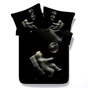 

Lai Yin Sun 3D HD Digital Drop shipping Duvet cover sets Pillow cases Astronaut floating in Space 3d Tencel Cotton bed set