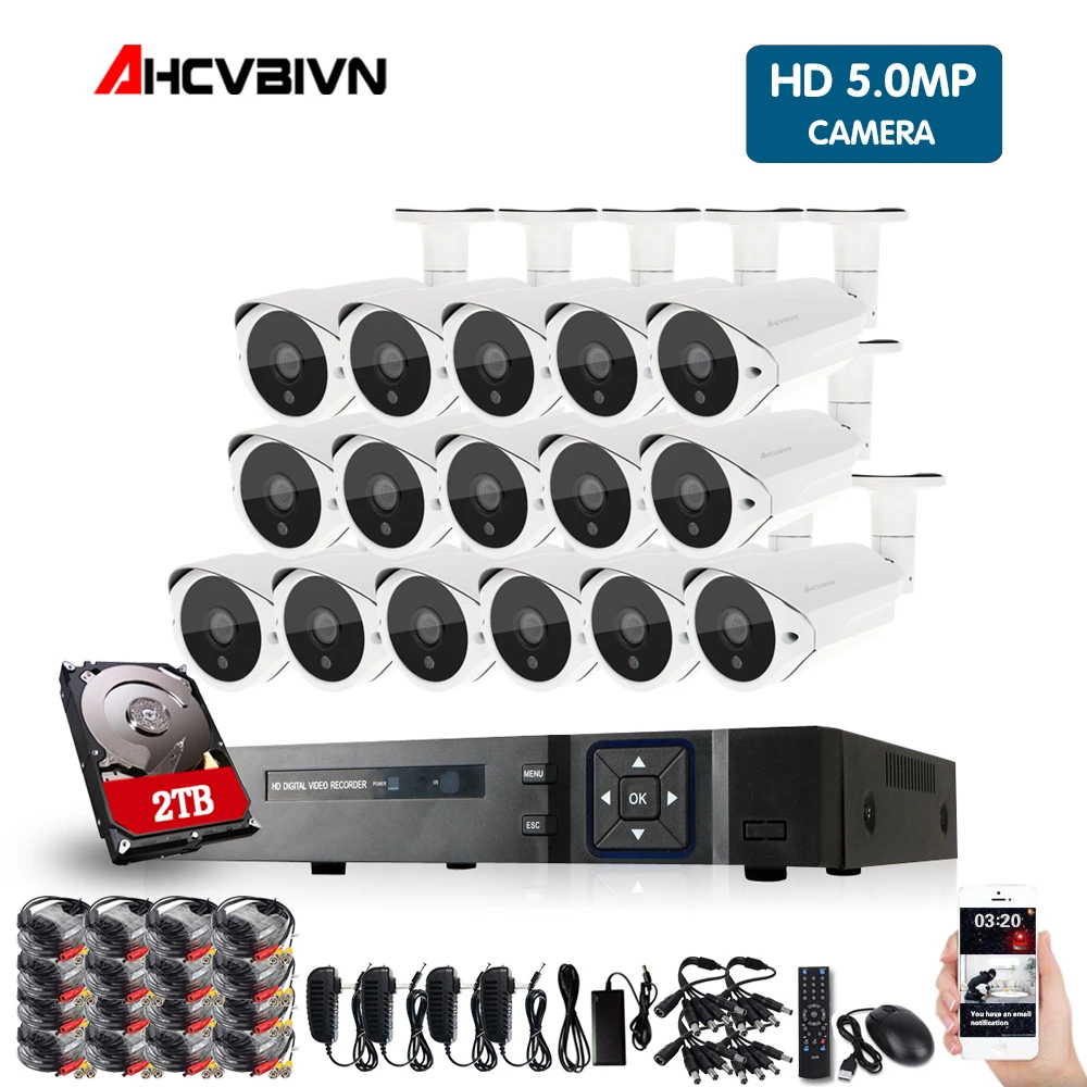 2018 Новый 16CH 4.0MP AHD DVR CCTV системы 4MP ИК Ночное Видение Крытый Открытый камера охранных товары теле и видеонаблюдения комплект 2 ТБ HDD