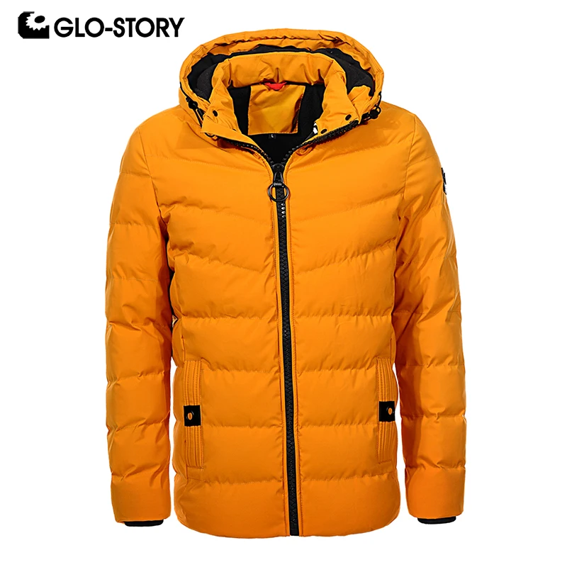 GLO-STORY Men's 2018 Winter Thick Warm Padded Hooded Jackets Coats Man Fleece Liner Streetwear Parkas with Big Zipper MMA-6692 | Мужская