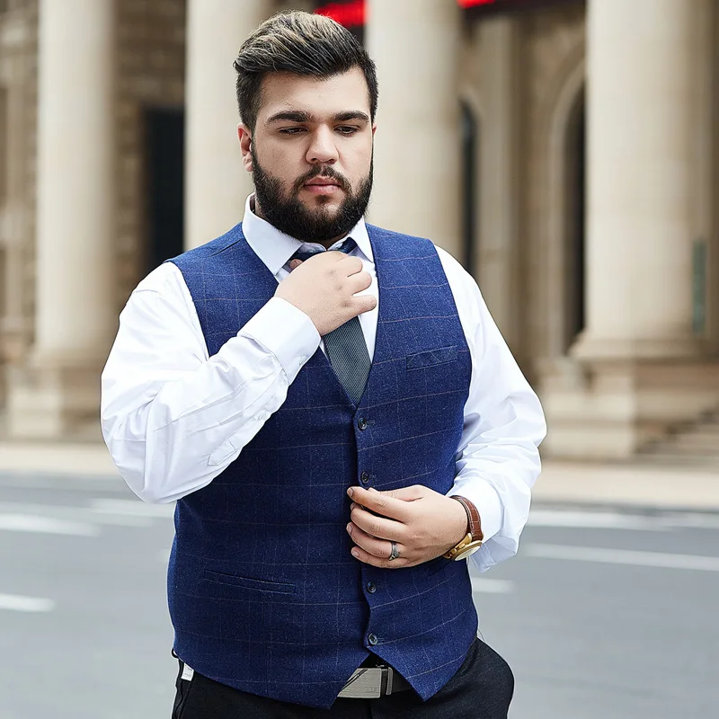 Fieer Mens Splicing Necktie Casual Plus-Size Party Suit Dress Vest