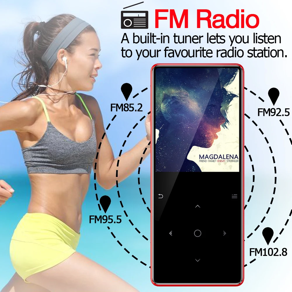 MP3 плеер bluetooth 4,2 динамик сенсорные клавиши hi fi fm радио мини USB mp3 Спорт MP 3 HiFi музыкальный плеер портативный металлический walkman 8G