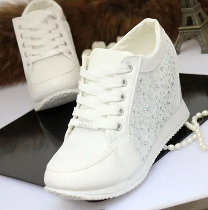 Womens Sport Shoes Lace Bling Sneakers 