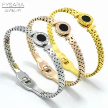 FYSARA римские цифры браслеты для пояса и браслеты для женщин Wristhand розовое золото цвет круги манжеты браслеты классический бренд ювелирные изделия