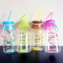 420 мл летняя небьющаяся бутылка для воды пластиковая переносная Спортивная бутылка с креативная бутылка с соломинкой для детей