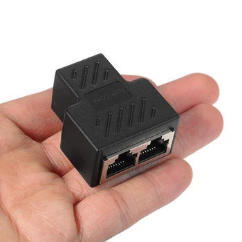 

RJ45 Splitter Adapter Connector 1 to 2 Female Ports LAN Ethernet Cables Socket Splitter Hub Laptop Router Contact Modular Plug