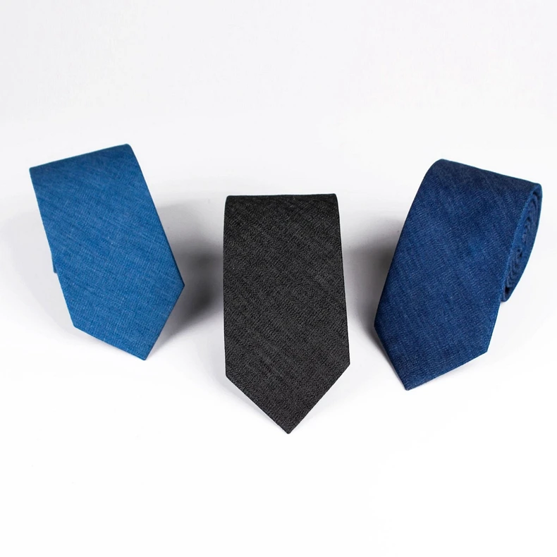 VAGUELETTE джинсовые галстуки для мужчин обтягивающие хлопковые трикотажные галстуки синий/черный свадебные вечерние модные тонкие галстуки 6,5 см