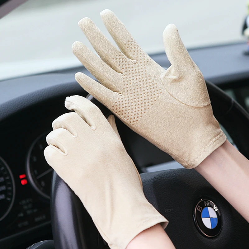 2020 Spring Summer Faux Suede Gloves Men Women Fashion Bikes Thin Breathable Short Sunscreen Driving Unisex SZ008W|Мужские перчатки| |