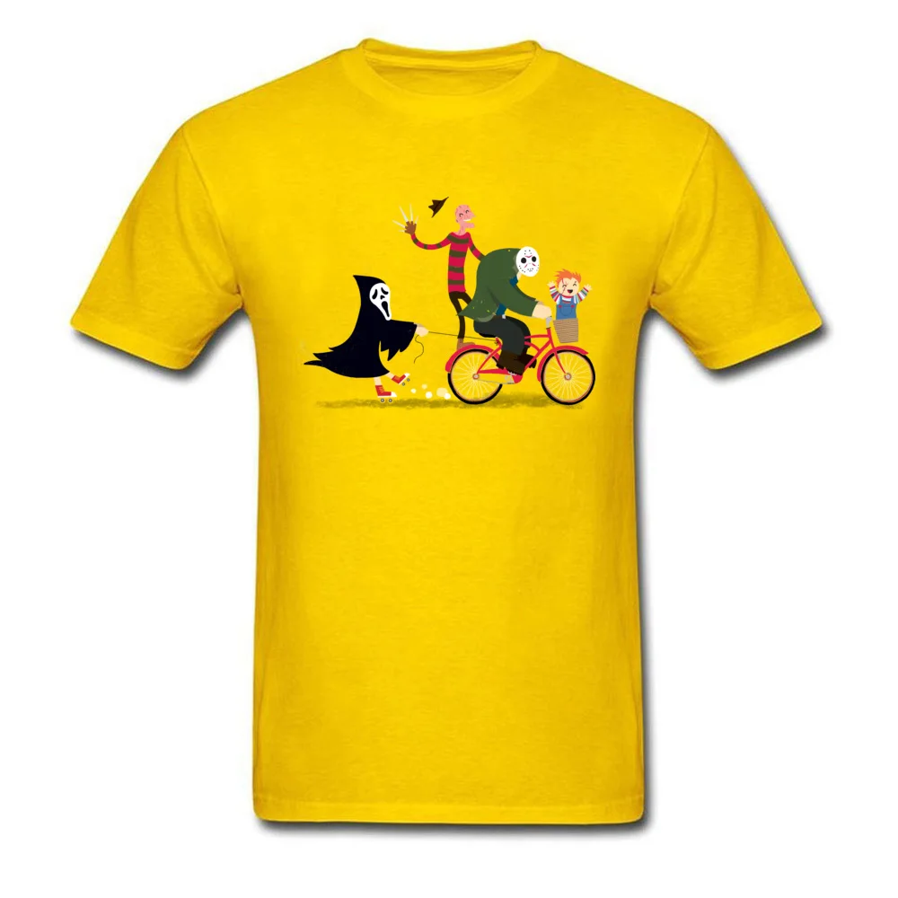 Hot Sale Horror Night Off Fashionable Top T-shirts Crewneck 100% Cotton Fabric Men Tops Shirt Tops T Shirt Thanksgiving Day Horror Night Off yellow