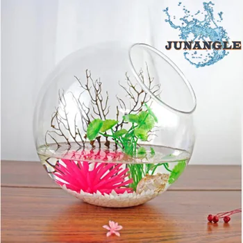 

HU mini aquarium glass mini fish tank Decoration fish bowl Flower Hydroponic Vase Fishbowl Home Aquarium accessories Ornaments