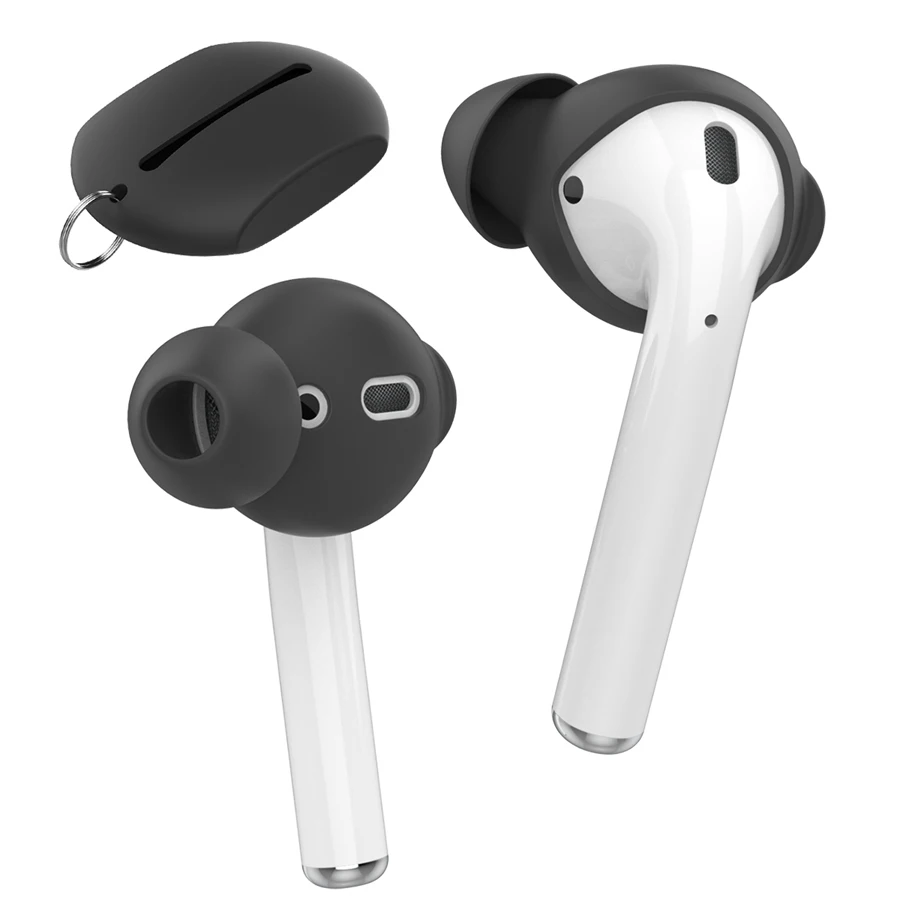 Чехол для наушников Airpods 2+ защитный чехол для наушников Earpod Airpods 2 - Цвет: black