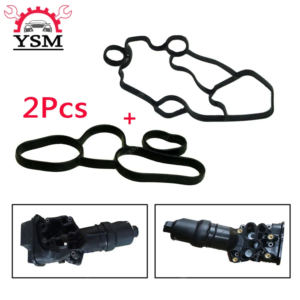 x2 Engine Oil Cooler Gasket Seal For Audi A3 A4 B7 A6 C6 TT For VW Eos