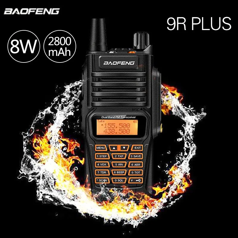 Baofeng UV-9R Plus IP67 Водонепроницаемый рация 8 Вт 10 км большой диапазон мощный 8 Вт CB радио VHF/UHF портативный Ham UV9R Охота