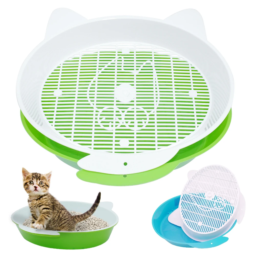 Pet Cat Кролик Пи Туалет Круглый закрытый щенок котенок Bedpans для товары кошек Малый животное хомяк туалета обучение лоток пластик - изображение