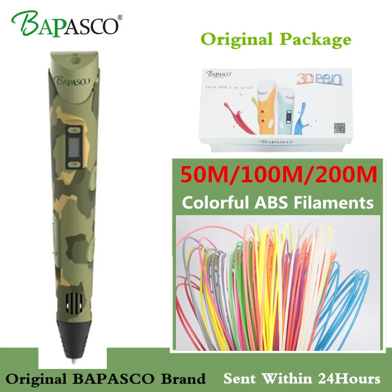 

BAPASCO 3d pen +1.75mm ABS Filament 3D Drawing Pen with LED/LCD Screen Printing Pen 3d Gift For Kids the best birthday presents
