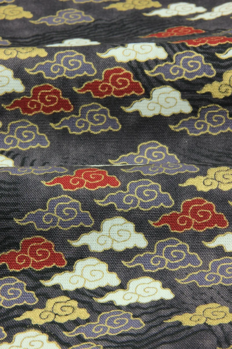 Половина ярда импорт хлопок льняная ткань японский мягкий бриз Позолоченные облака печати, ручной работы DIY Лоскутная сумка ткань A701