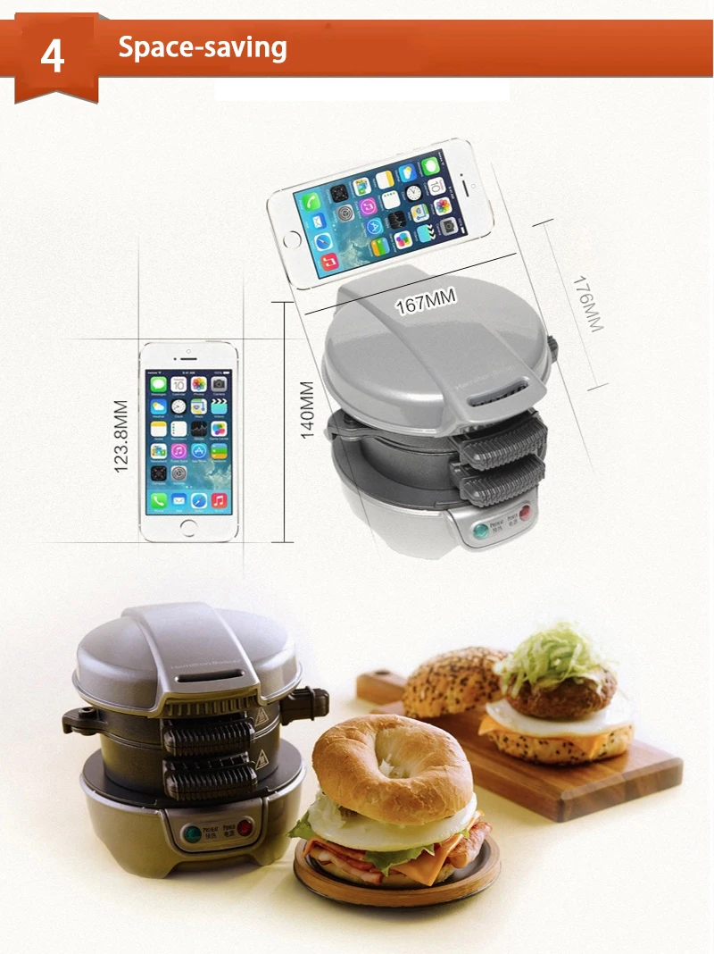 Многофункциональная гамбургерная машина Электрический сэндвич-машина для завтрака бытовой/офисный сэндвич-чайник 25470-CN