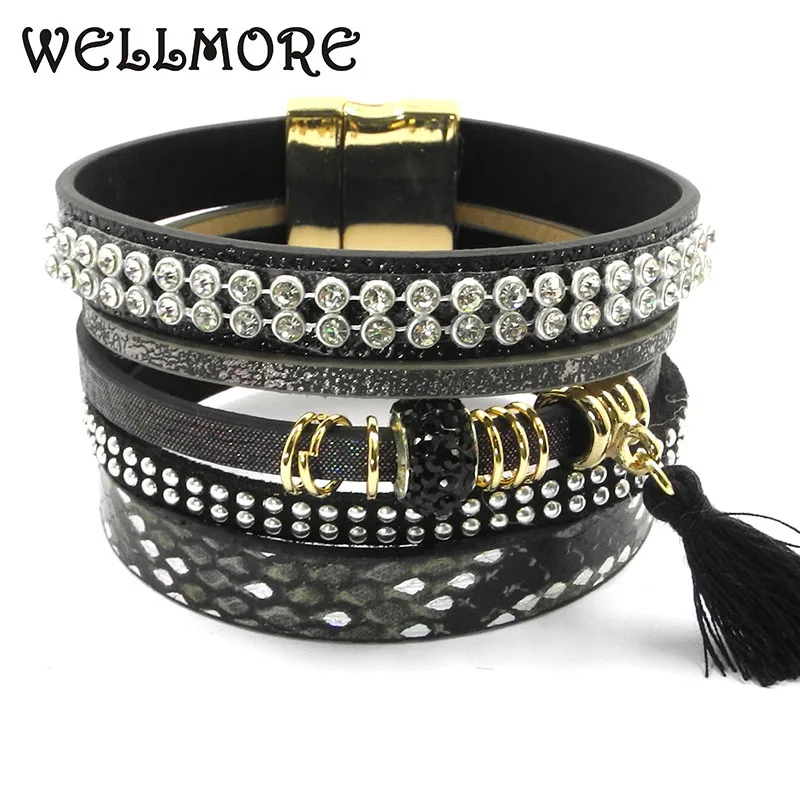 women bracelets BOHO style leather bracelet buckle Friendship