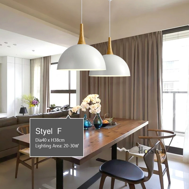 Horsten Nordic Simple Modern Pendant Lights Wood Aluminum Lampshade Industrial Lighting Loft Dining Room Pendant Lamp E27 (19)