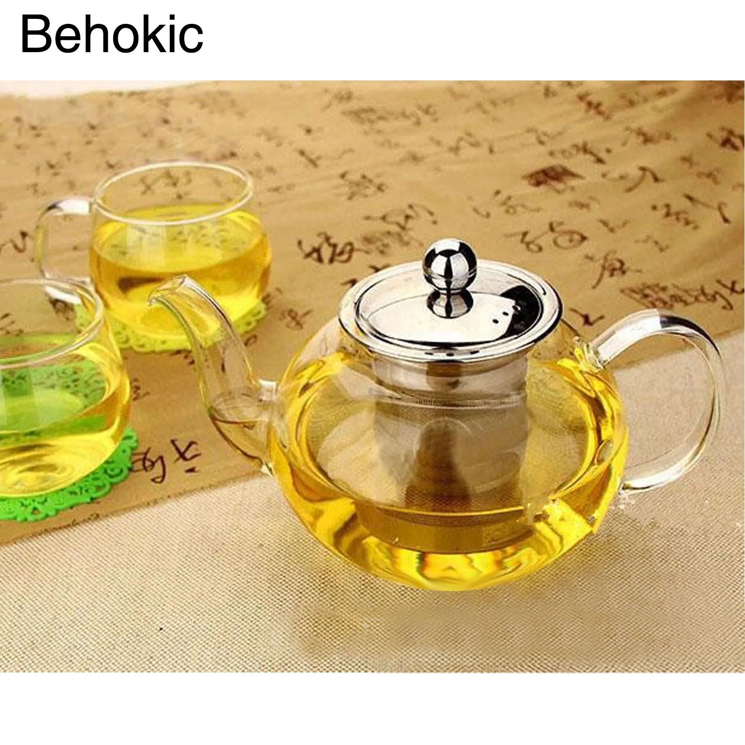 

Behokic 600ml Clear Glass Teapot Resistant Loose Leaf Flower Tea Pot brewery Stainless Steel Infuser Strainer Lid kettle boiling