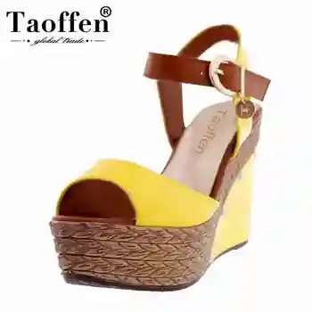 

TAOFFEN 4 Color Summer Women High Wedges Sandals Peep Toe Platform Ankle Strap Sandals Beach Shoes Women Footwear Size 34-39