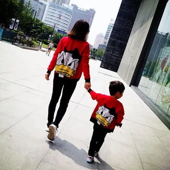 

Family Matching Clothes 2018 Spring New Baby Sweater Cotton Knitted Cardigan Boy and Girls Jacket Cartoon Family Look Loose Coat