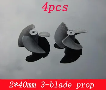 

4pcs Three Leaf Propeller 2mm Hole Dia 40mm 3-blade Paddle Black Model Marine for DIY Toys Boat Ship 2*40mm Nylon