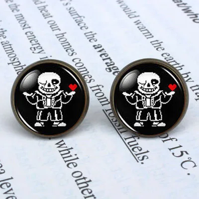 

2016 Undertale Sans 2 Game Gamer Gaming 12mm/0.47inch mens 1pair/lot Earrings Women New Cartoon drop Dr Who Jewelry earring Girl