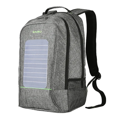 Солнечный рюкзак USB зарядная сумка 1" студенческий рюкзак для ноутбука водонепроницаемая сумка для мужчин туристический рюкзак Противоугонный рюкзак - Цвет: Gray