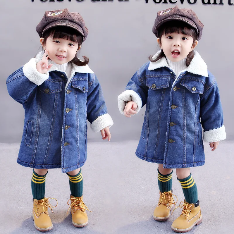 Baby Girls Denim Jackets Tidal Children Spring Autumn Coats Polyester