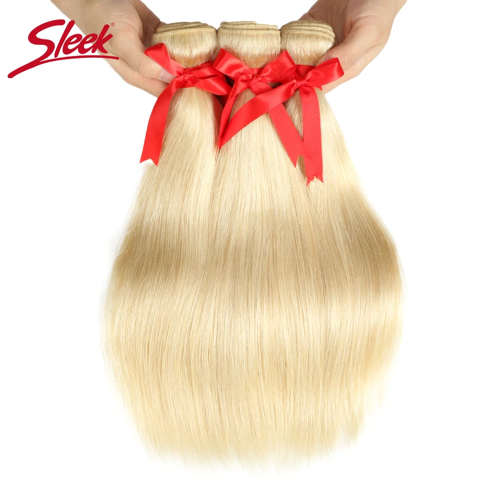 Sleek Mink Brazilian Hair Honey Blonde 613 Color Weave Bundles 10 To 26 Inches Straight Human Hair Extension Remy Hair Bundles