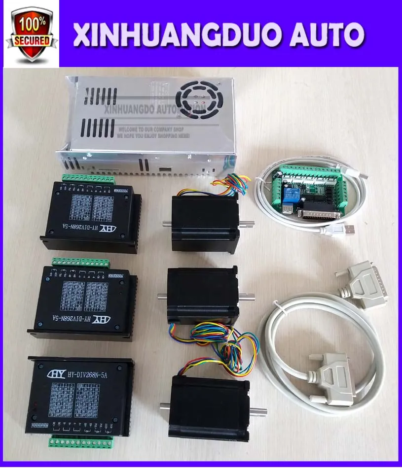 

CNC Router Kit 3 Axis,3pcs 1axisTB6600 driver +one interface board + 3pcs 76mm Nema 23 Biaxial stepper motor + one power supply