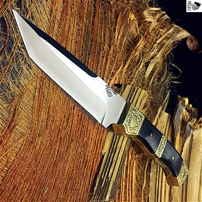 Ретро стиль кемпинг прямое лезвие бронзовый цвет деревянная ручка 58HRC высокая твердость Открытый выживания спасательный нож Дайвинг инструмент - Цвет: 1