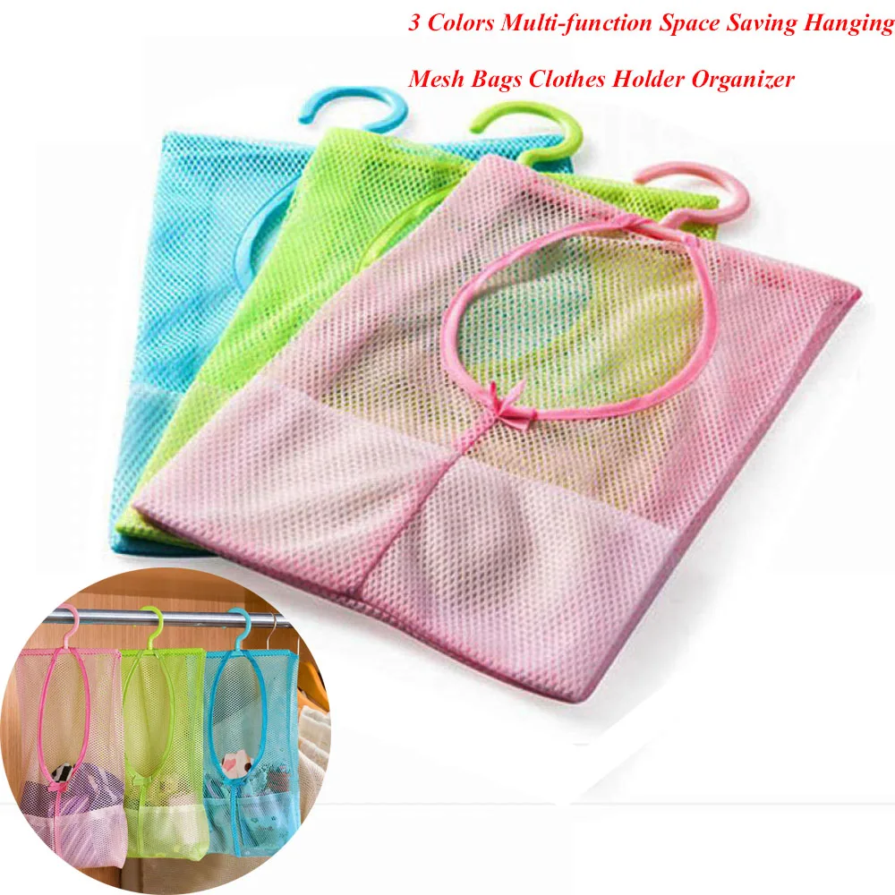 

Multi-function Space Saving Hanging Mesh Bags Clothes Organizer for Bedroom 3 colors