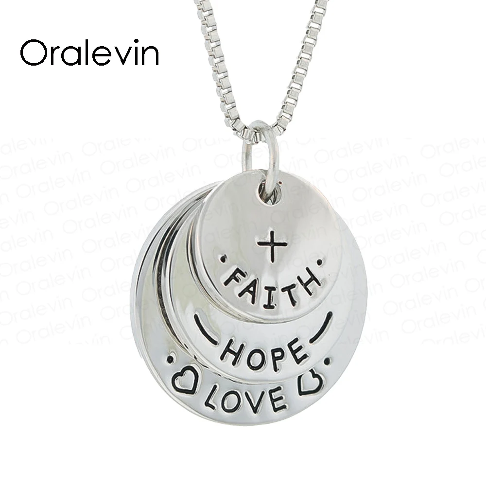 Faith Hope Love 3 Disc Pendant Necklace ,LN1388in Pendant Necklaces from Jewelry & Accessories