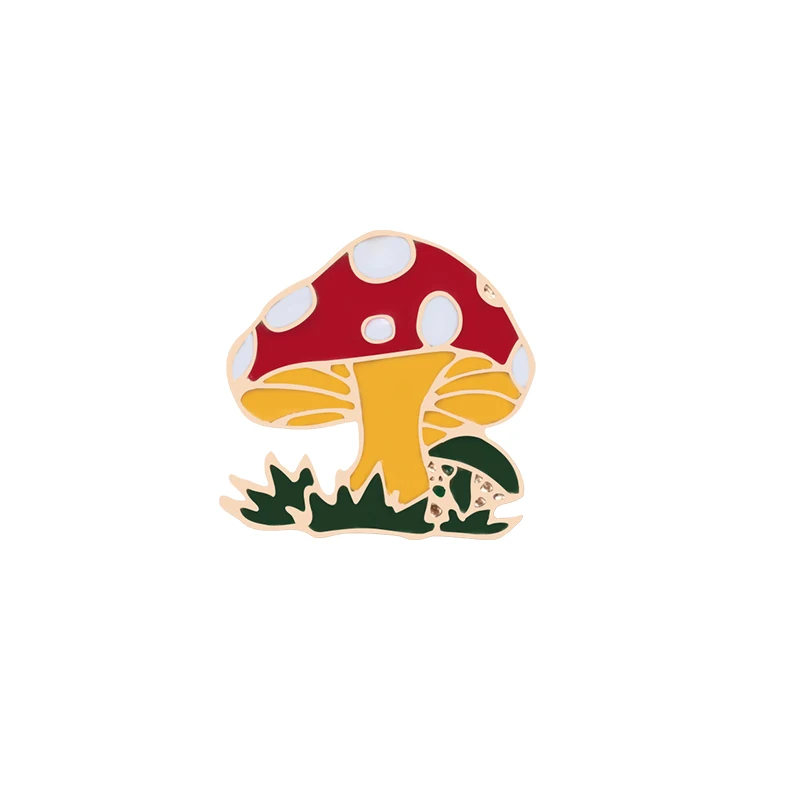 Модные беджи ананас роза кофе робот-паук мультфильм Мини Брошь эмалированные булавки сумка металлическая кнопка пряжки куртки нагрудные булавки подарки - Окраска металла: mushroom