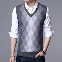 Модный свитер, жилет, мужская повседневная одежда, v-образный вырез,, Мужской пуловер, брендовая вязанная куртка без рукавов